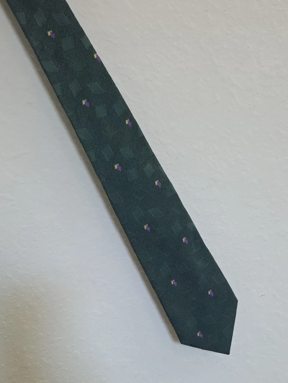 Ermenegildo Zegna Green/Purple Geometric Silk Tie Made In Italy